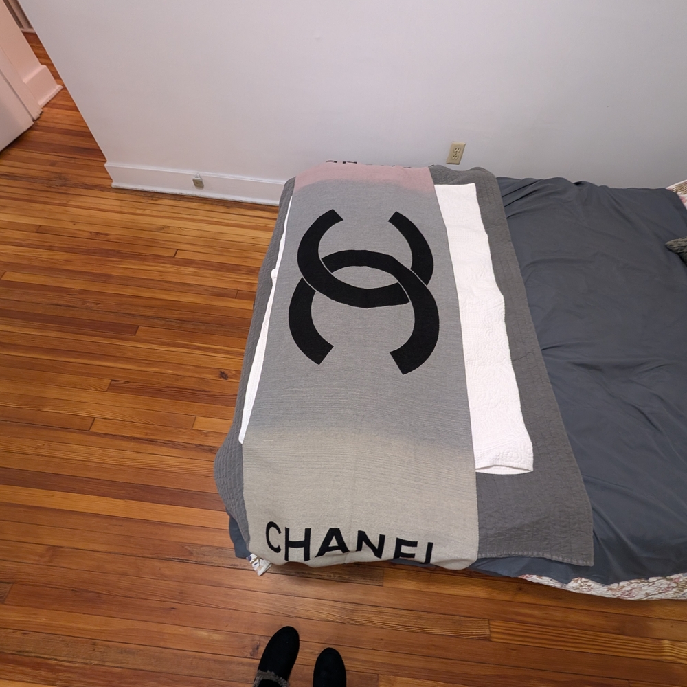 CHANEL Black and Gray Logo Throw